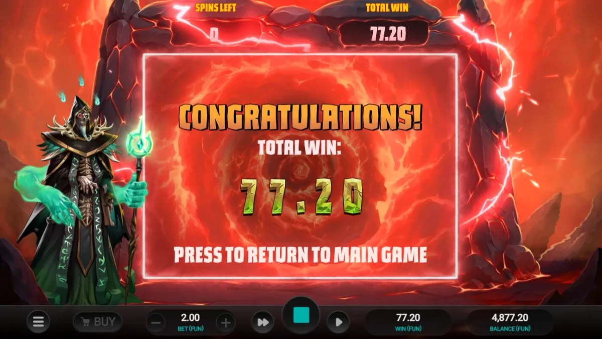 Tampilan visual slot Necromancer’s Gate dengan nuansa gotik dan tengkorak neon.